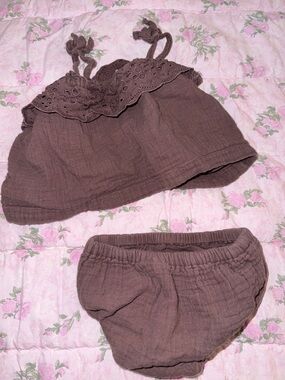 GAP Brown Eyelet Cotton Two-Piece Kids Set